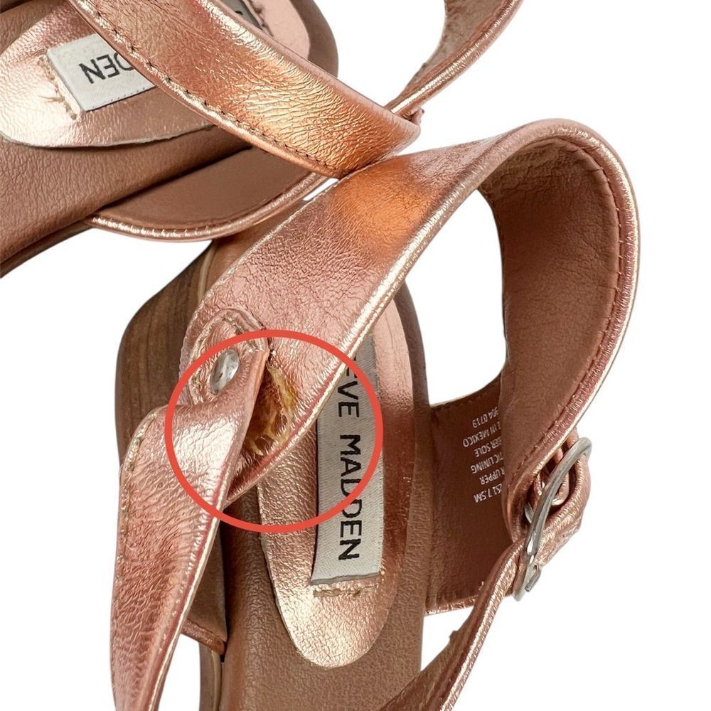 Steve Madden April Rose Gold Brown Chunky Sandals Block Heel Ankle Strap 7.5 - Picture 5 of 13